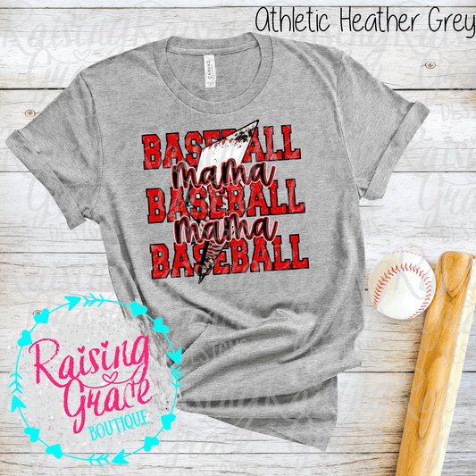 Baseball Mama - T-Shirt - Red and Black Baseball Mama Design