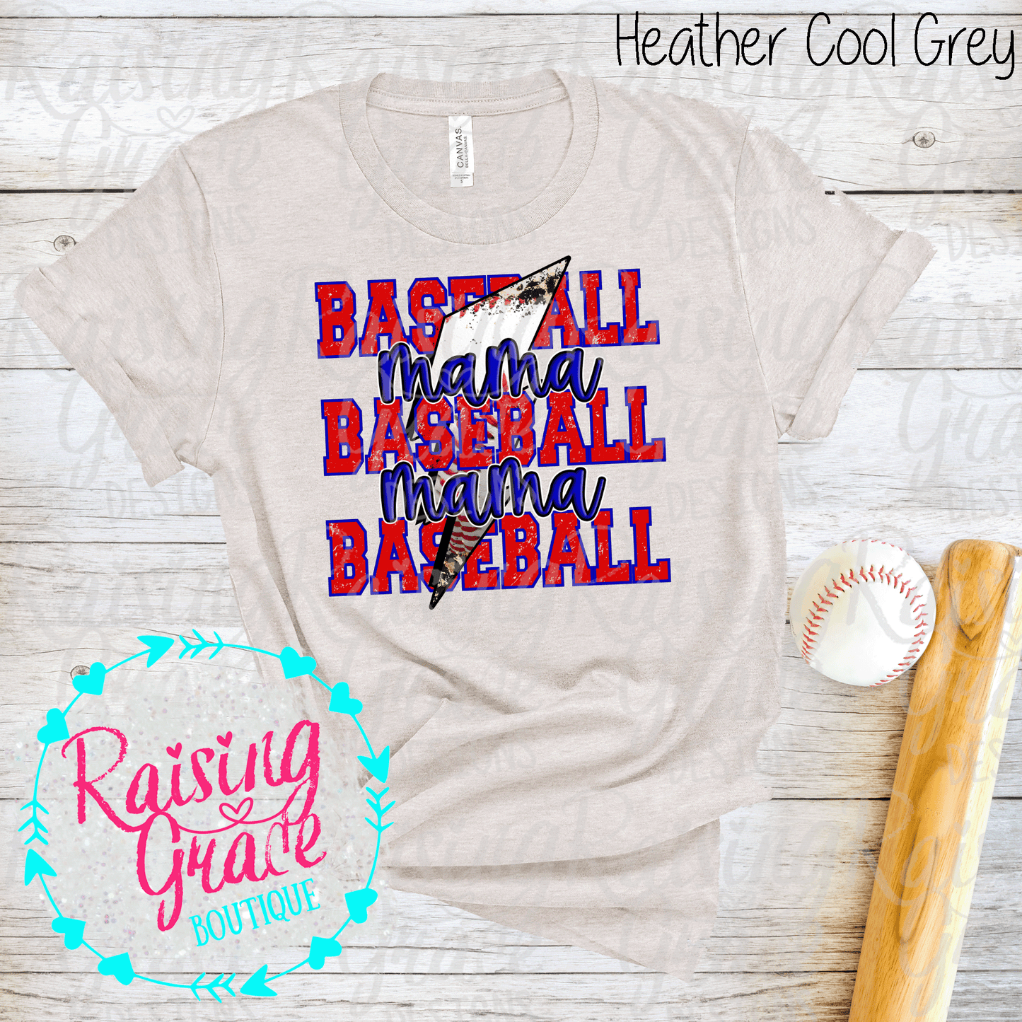 Baseball Mama - T-Shirt - Royal Blue and Red Baseball Mama Design