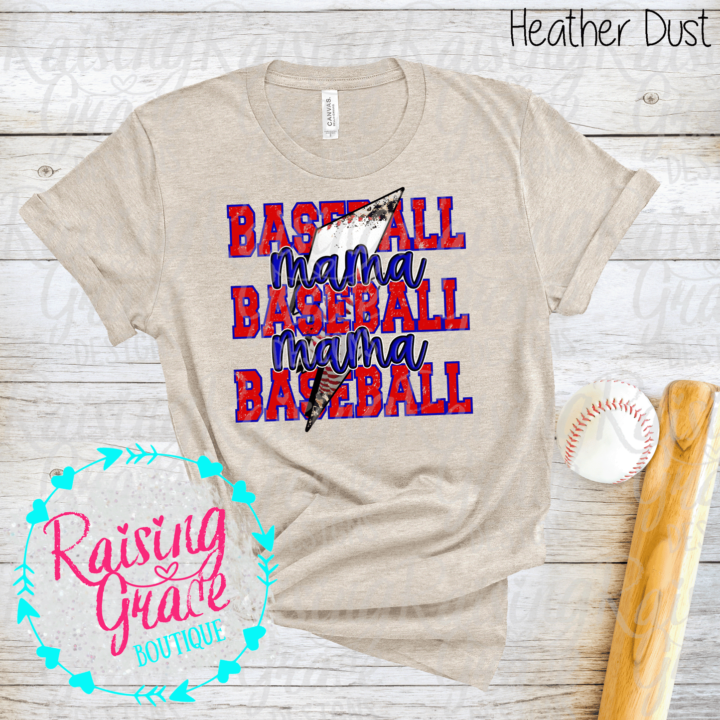 Baseball Mama - T-Shirt - Royal Blue and Red Baseball Mama Design