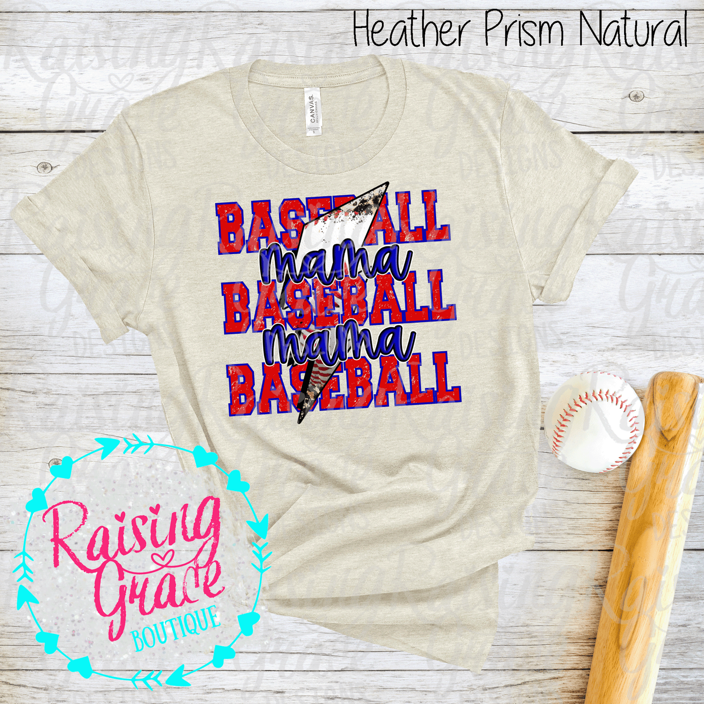 Baseball Mama - T-Shirt - Royal Blue and Red Baseball Mama Design