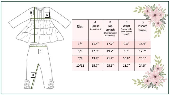 Kids Rust Button 3 Tiered Fall Ruffle Legging Set: 7/8