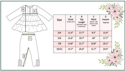 Kids Rust Button 3 Tiered Fall Ruffle Legging Set: 7/8