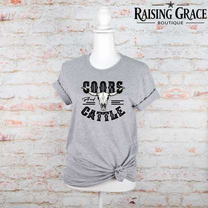 Coors And Cattle Graphic T-Shirt | Western Graphic Tee | Cowgirl Rodeo Shirt | Boutique Western Tee | Country Concert Shirt