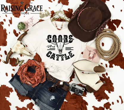 Coors And Cattle Graphic T-Shirt | Western Graphic Tee | Cowgirl Rodeo Shirt | Boutique Western Tee | Country Concert Shirt