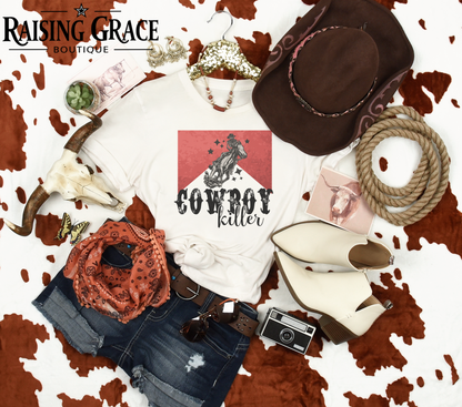 Cowboy Killer Graphic T-Shirt | Western Graphic Tee | Cowgirl Rodeo Shirt | Boutique Western Tee | Country Concert Shirt
