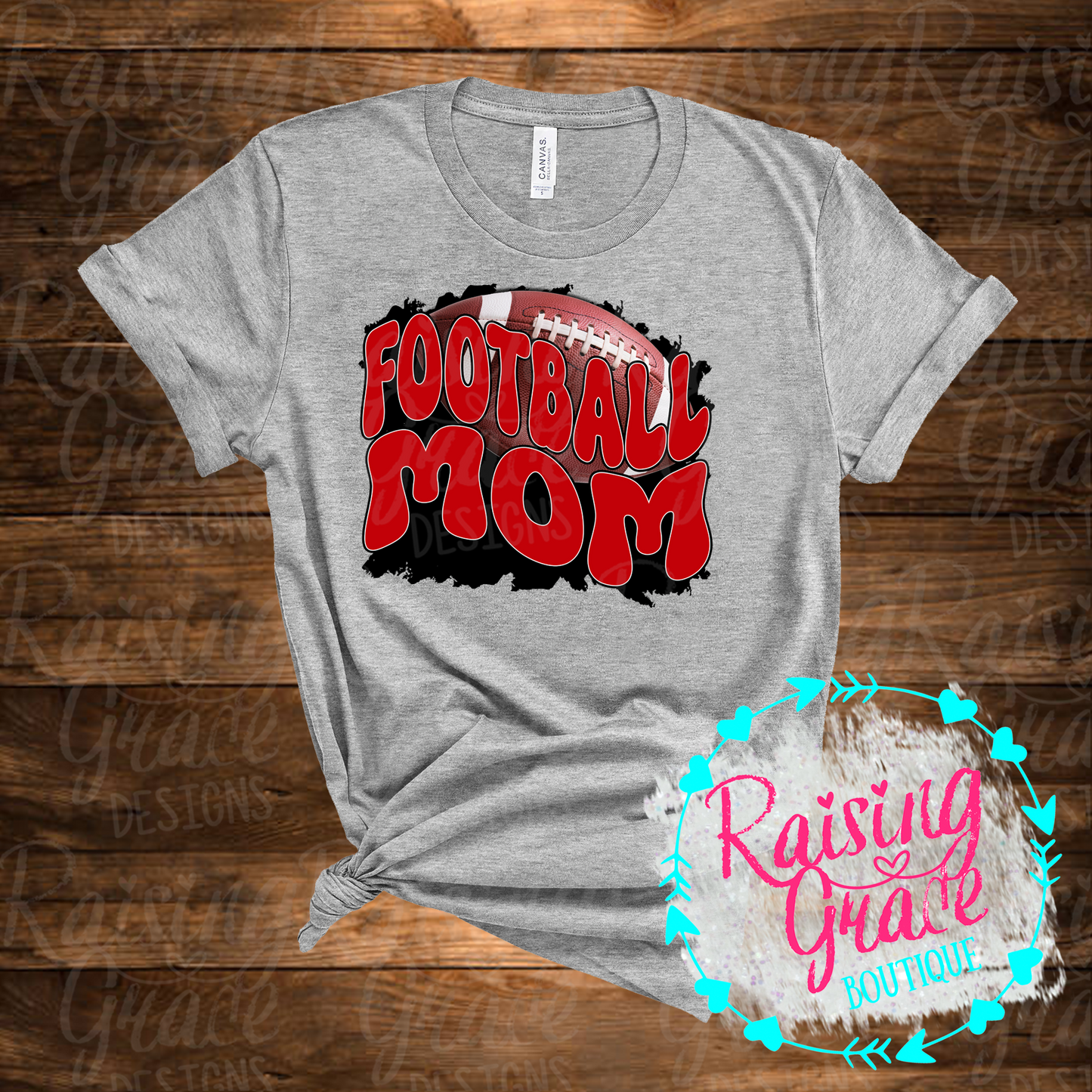 Football Mom - Red - Adult T-Shirt