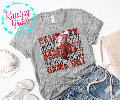 Game Day Football Graphic T-Shirt | Red and Black Football Tee | Sports Mom Shirt | Boutique Game Day Graphic Tee | Football Season Shirt