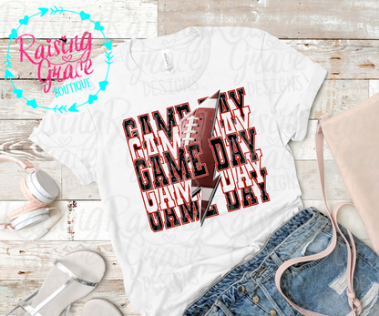 Game Day Football Graphic T-Shirt | Black and Red Football Tee | Sports Mom Shirt | Boutique Game Day Graphic Tee | Football Season Shirt