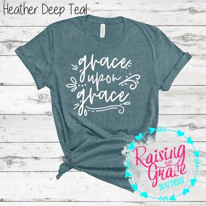 Grace Upon Grace Graphic T-Shirt | Faith Based Graphic Tee | Christian Inspirational Shirt | Boutique Faith Tee | Scripture Inspired Shirt
