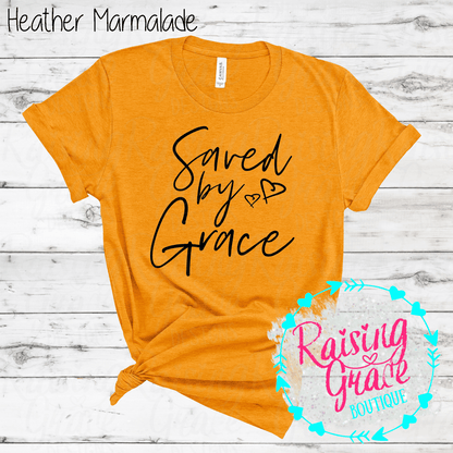 Saved By Grace Graphic T-Shirt | Faith Based Graphic Tee | Christian Inspirational Shirt | Boutique Faith Tee | Scripture Inspired Shirt