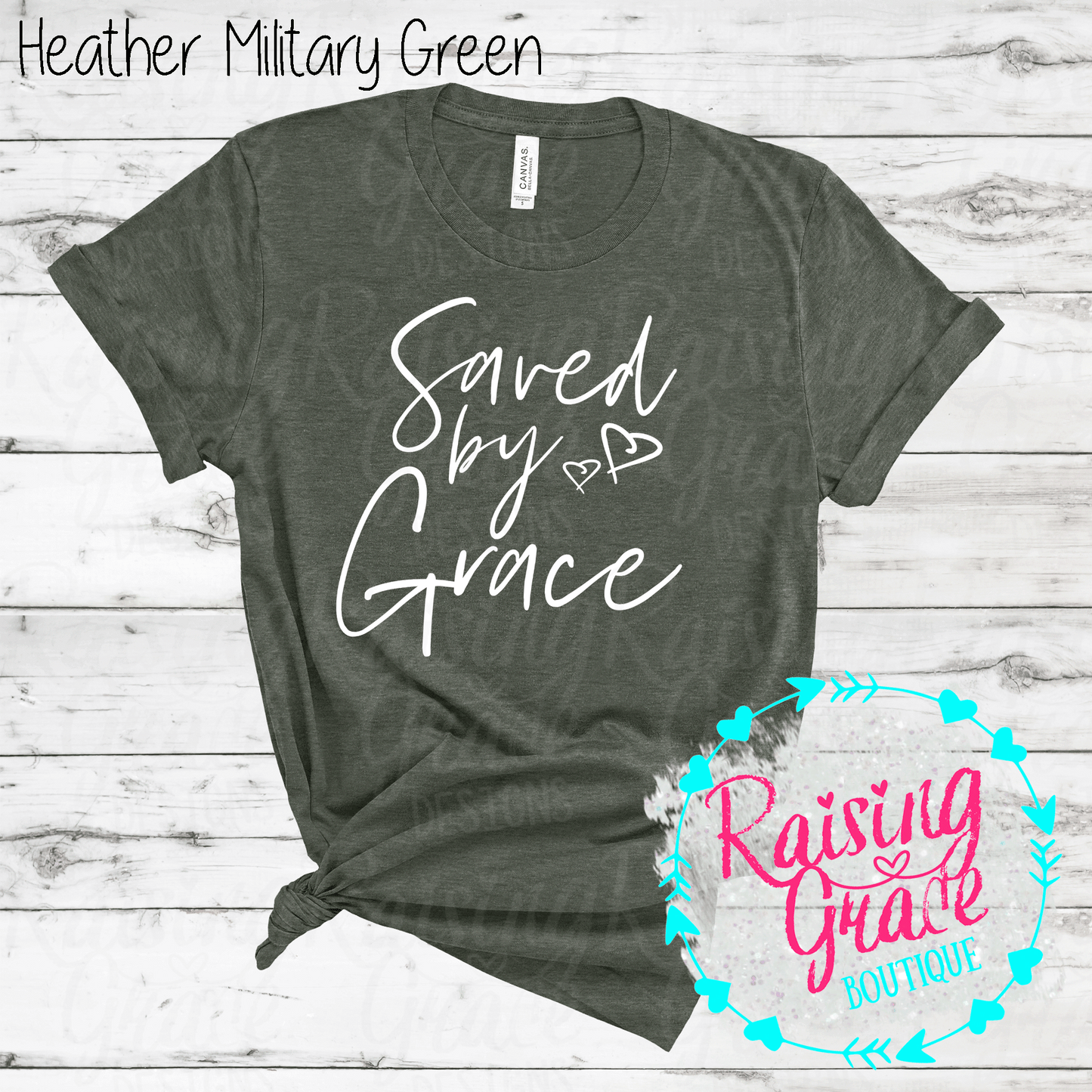 Saved By Grace - T-Shirt - (Shades of Green)