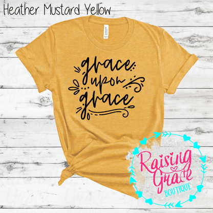 Grace Upon Grace Graphic T-Shirt | Faith Based Graphic Tee | Christian Inspirational Shirt | Boutique Faith Tee | Scripture Inspired Shirt