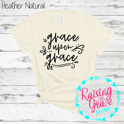 Grace Upon Grace Graphic T-Shirt | Faith Based Graphic Tee | Christian Inspirational Shirt | Boutique Faith Tee | Scripture Inspired Shirt