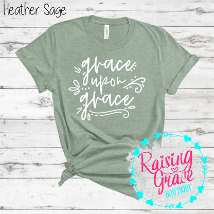 Grace Upon Grace Graphic T-Shirt | Faith Based Graphic Tee | Christian Inspirational Shirt | Boutique Faith Tee | Scripture Inspired Shirt