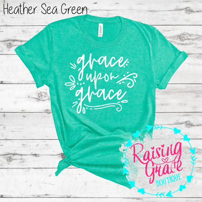 Grace Upon Grace Graphic T-Shirt | Faith Based Graphic Tee | Christian Inspirational Shirt | Boutique Faith Tee | Scripture Inspired Shirt