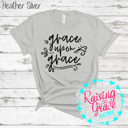 Grace Upon Grace Graphic T-Shirt | Faith Based Graphic Tee | Christian Inspirational Shirt | Boutique Faith Tee | Scripture Inspired Shirt