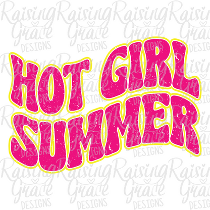 Hot Girl Summer Graphic T-Shirt | Trendy Summer Tee | Pink Retro Graphic Tee | Boutique Summer Shirt | Beach Vacation Tee