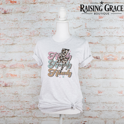 Howdy Graphic T-Shirt | Western Lightning Bolt Tee | Boutique Cowgirl Shirt | Trendy Western Graphic Tee | Country Concert Shirt