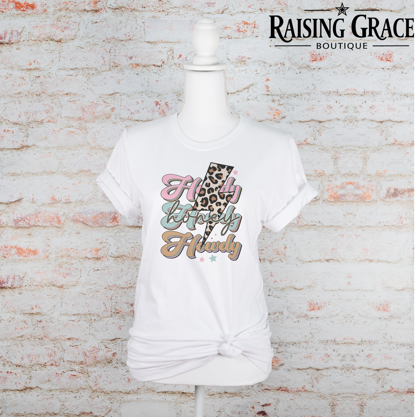 Howdy Honey - Leopard Lightning Bolt - T-Shirt