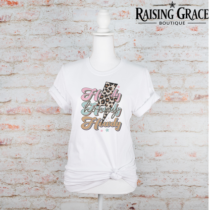 Howdy Graphic T-Shirt | Western Lightning Bolt Tee | Boutique Cowgirl Shirt | Trendy Western Graphic Tee | Country Concert Shirt