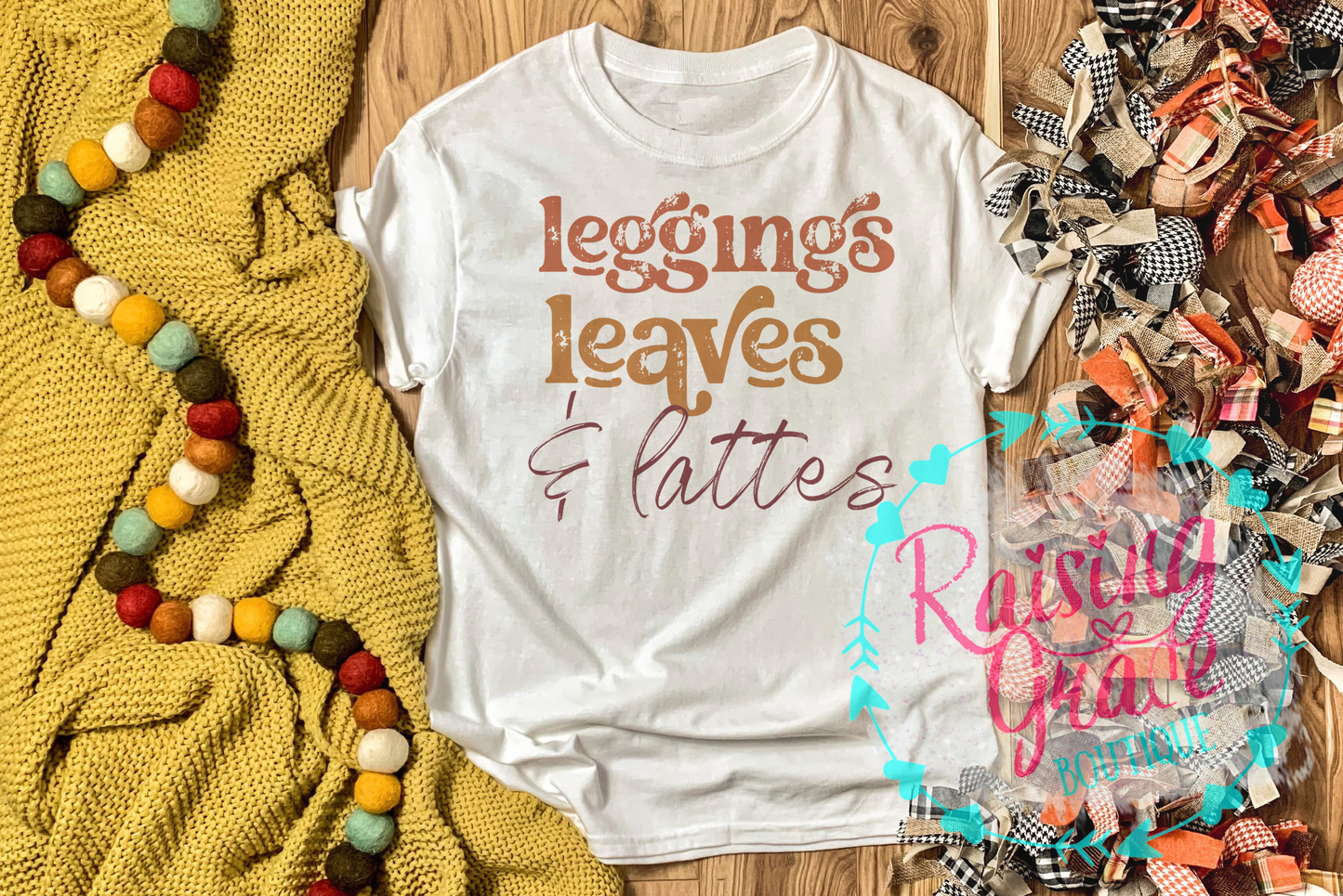 Leggings Leaves & Lattes T-Shirt - Adult