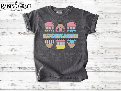 Kindergarten - Cute Pencils - Youth T-Shirt - Comfort Colors