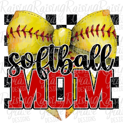 Softball Mama Graphic T-Shirt | Softball Mom Tee | Checkered Sports Shirt | Boutique Softball Graphic Tee | Game Day Shirt
