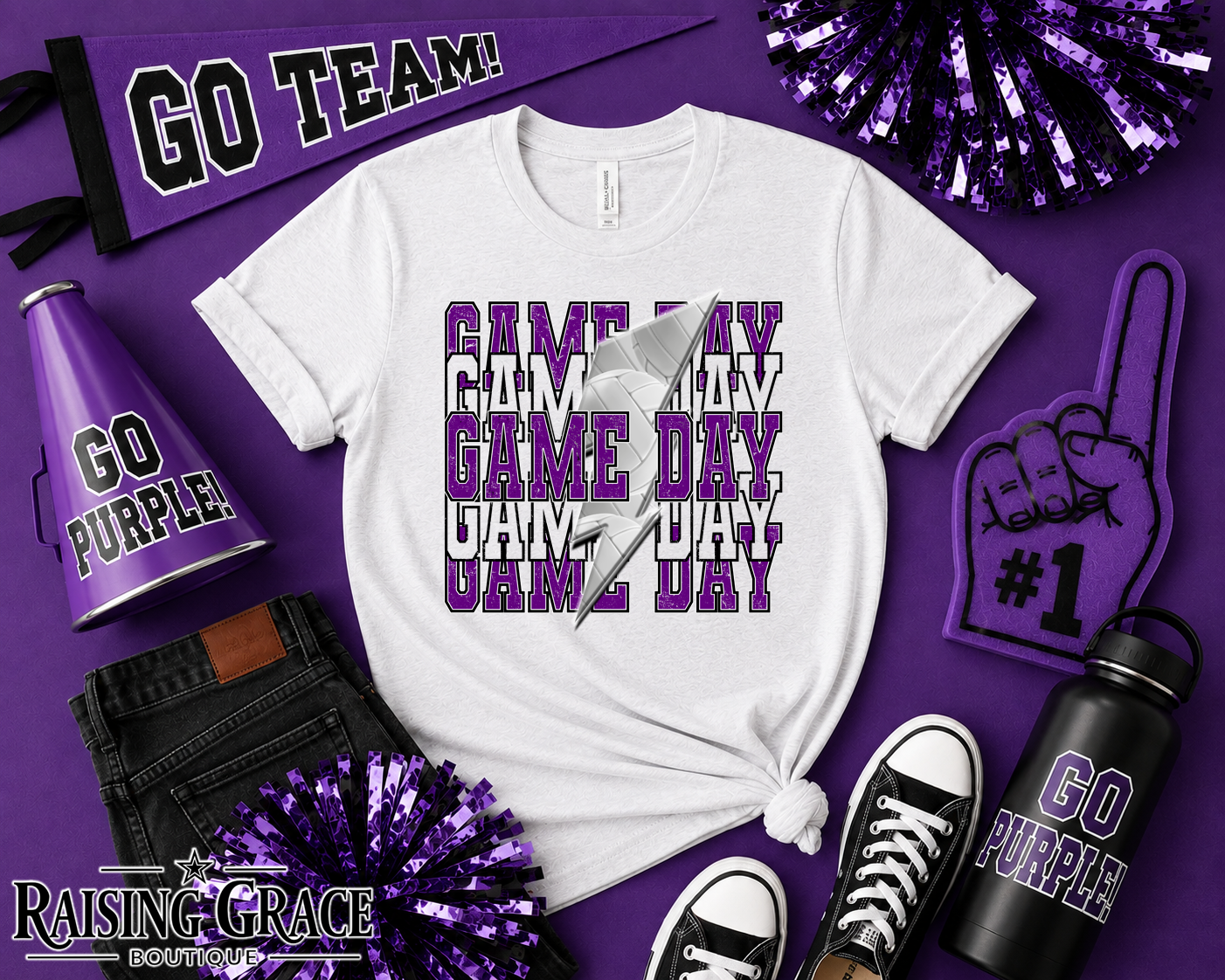 Game Day Volleyball Graphic T-Shirt | Purple Volleyball Tee | Sports Mom Shirt | Boutique Game Day Graphic Tee | Volleyball Season Shirt