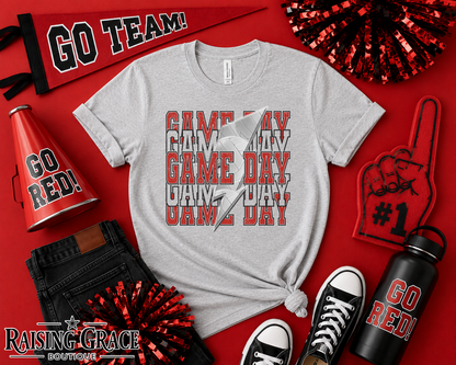 Game Day Volleyball Graphic T-Shirt | Red and Black Volleyball Tee | Sports Mom Shirt | Boutique Game Day Graphic Tee | Volleyball Season Shirt