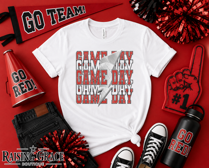 Game Day Volleyball Graphic T-Shirt | Red and Black Volleyball Tee | Sports Mom Shirt | Boutique Game Day Graphic Tee | Volleyball Season Shirt