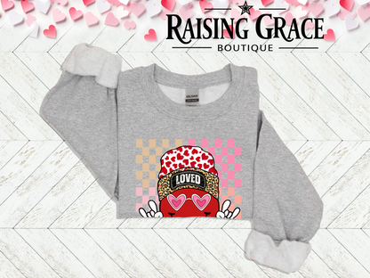 Loved Smiley Face Valentine’s Sweatshirt | Adult Cozy Graphic Sweatshirt