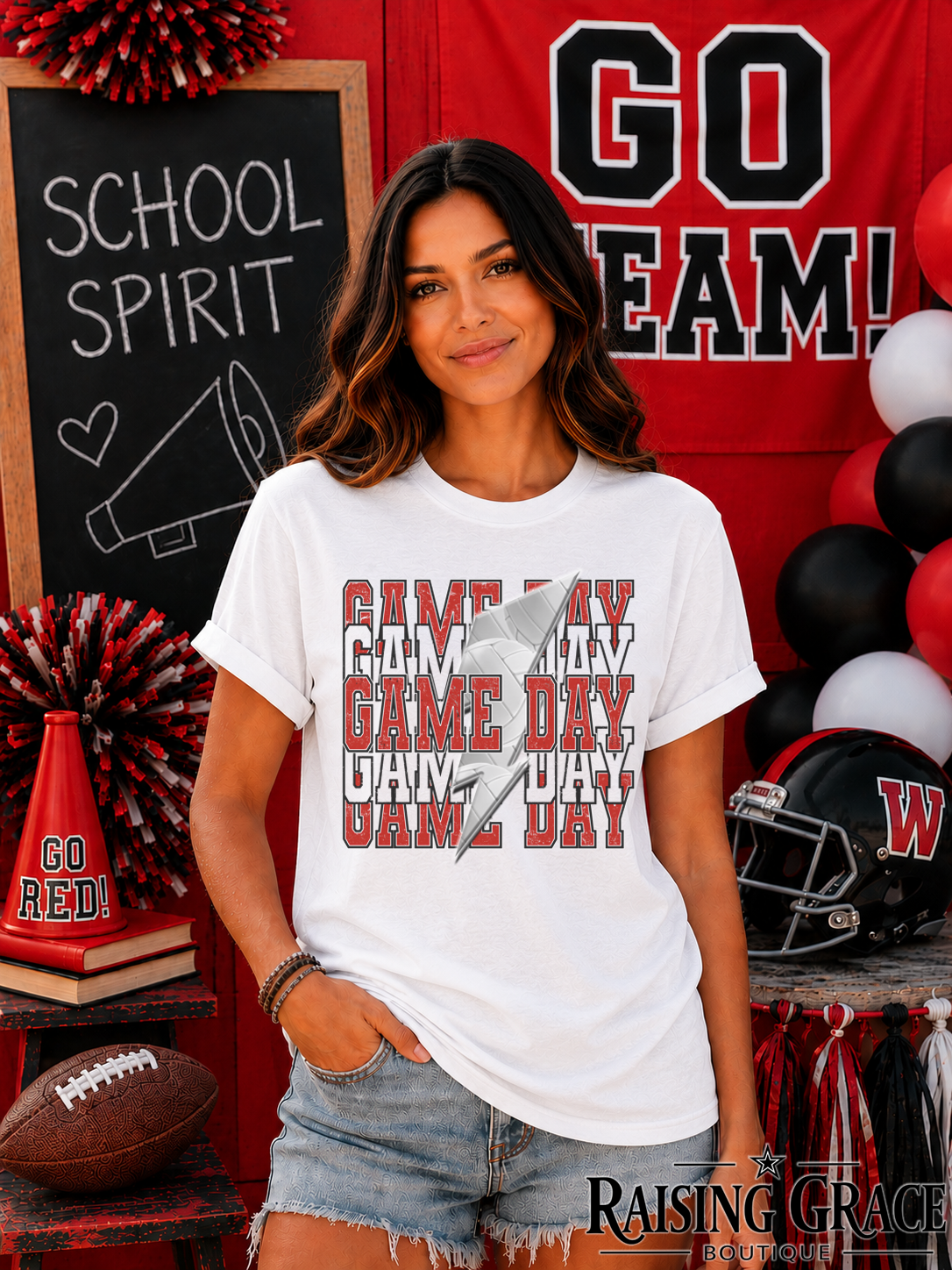 Game Day Volleyball Graphic T-Shirt | Red and Black Volleyball Tee | Sports Mom Shirt | Boutique Game Day Graphic Tee | Volleyball Season Shirt