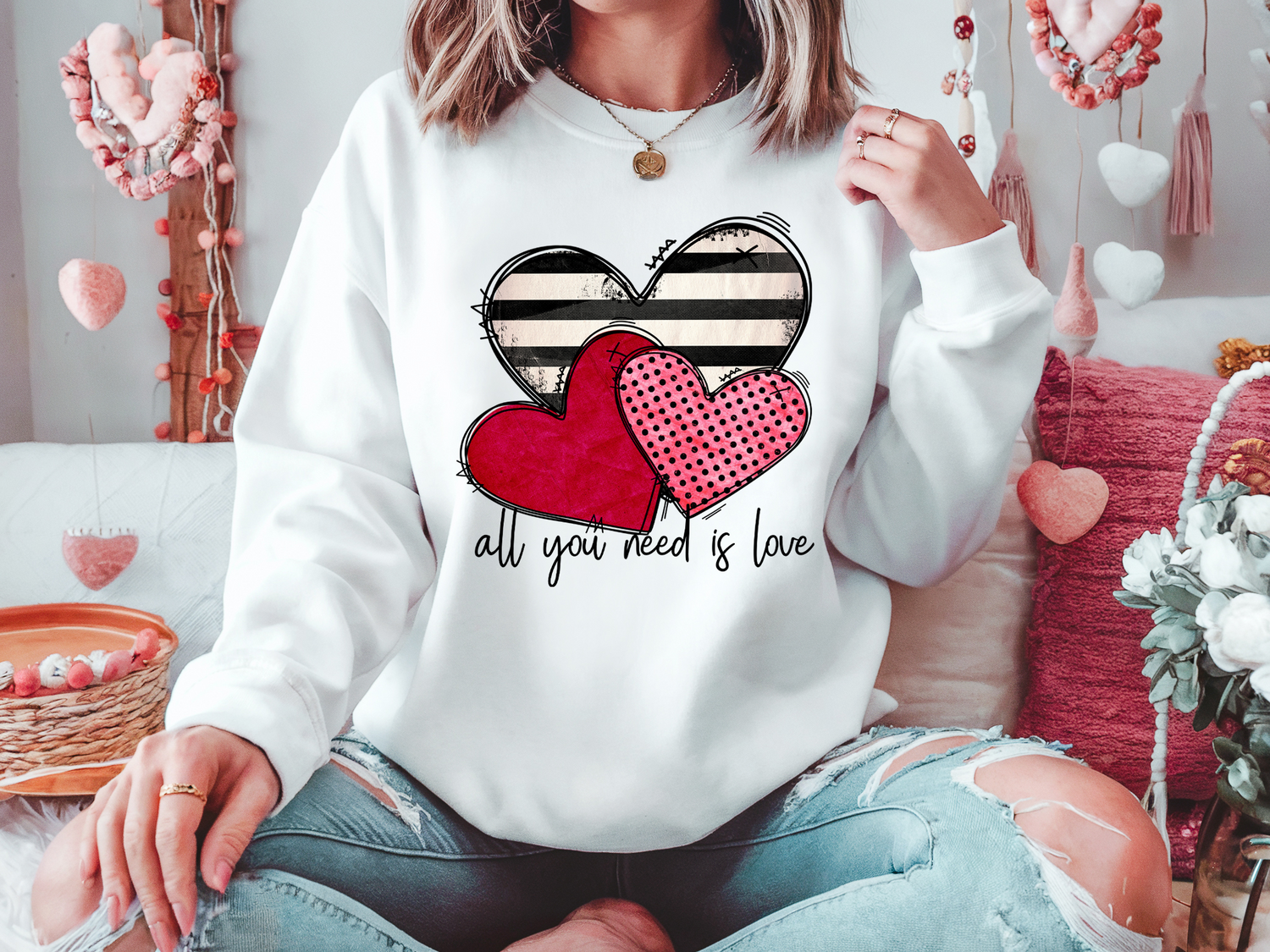 All You Need Is Love Sweatshirt | Cozy Adult Graphic Sweatshirt