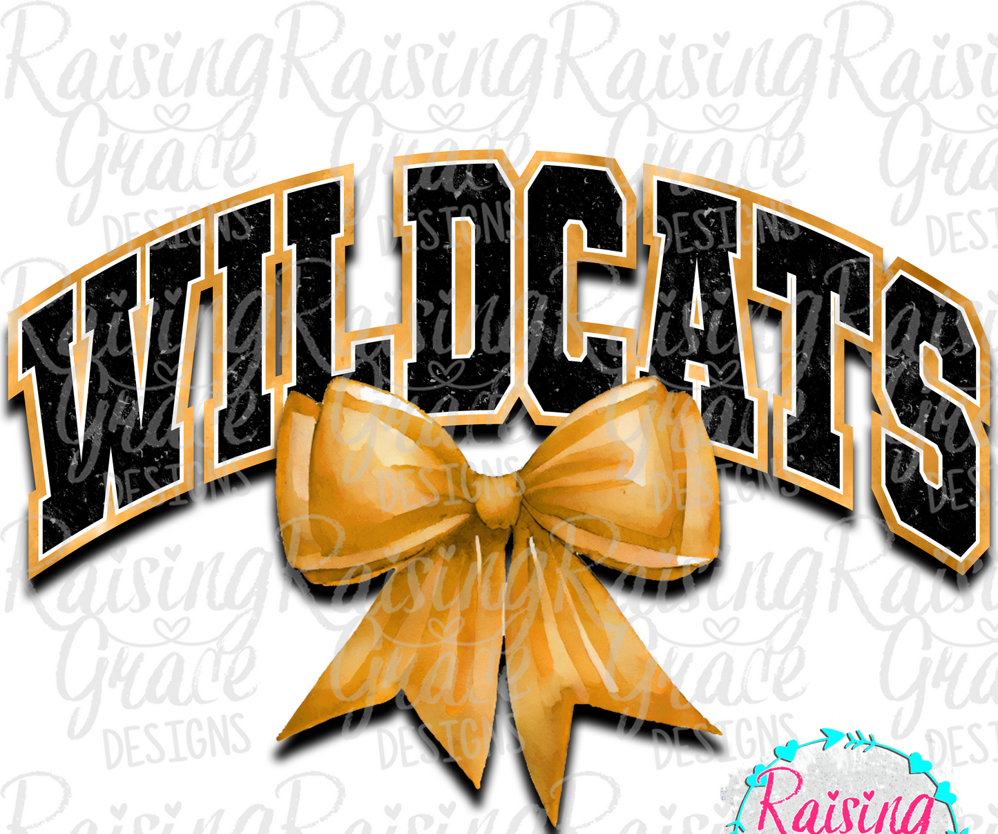 Wildcats - with Gold Coquette Bow - Adult T-Shirt - Comfort Colors