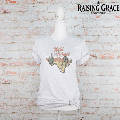Wild West Texas Graphic T-Shirt | Western Graphic Tee | Cowgirl Texas Shirt | Boutique Western Tee | Desert Cowgirl Shirt