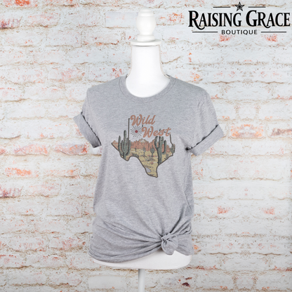 Wild West Texas Graphic T-Shirt | Western Graphic Tee | Cowgirl Texas Shirt | Boutique Western Tee | Desert Cowgirl Shirt