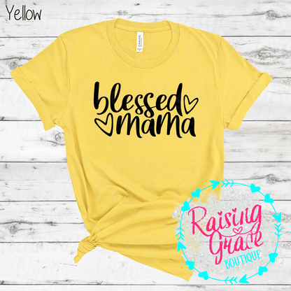 Blessed Mama Graphic T-Shirt | Faith Based Mama Tee | Christian Mom Shirt | Boutique Mama Graphic Tee | Inspirational Mom Shirt