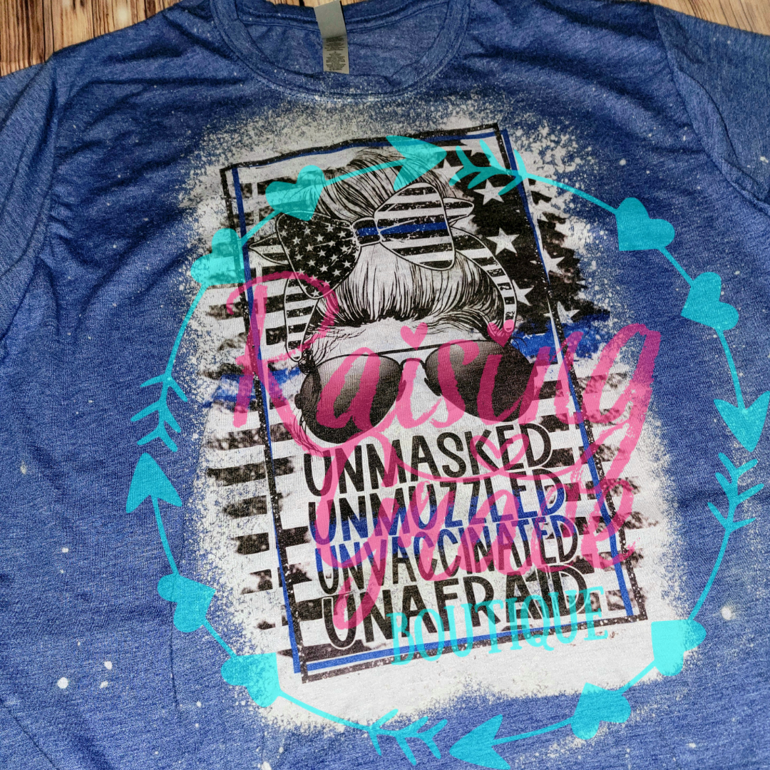 Thin Blue Line - Unmasked Bleached Tee