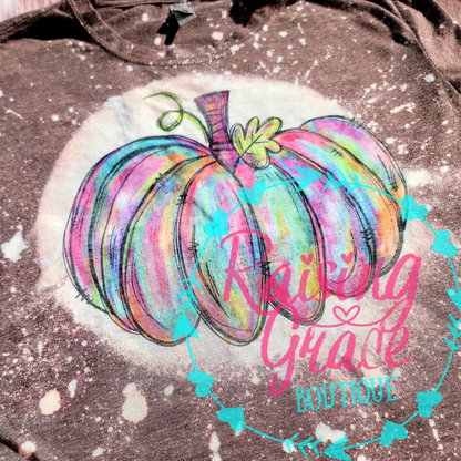 Watercolor Pumpkin Bleached T-Shirt