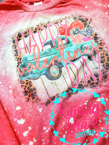Happy Valentine’s Day Bleached T-Shirt | Adult Graphic Tee