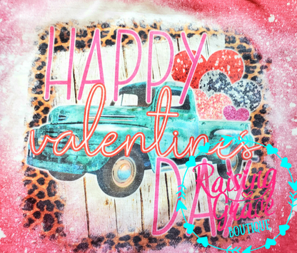 Happy Valentine’s Day Bleached T-Shirt | Adult Graphic Tee