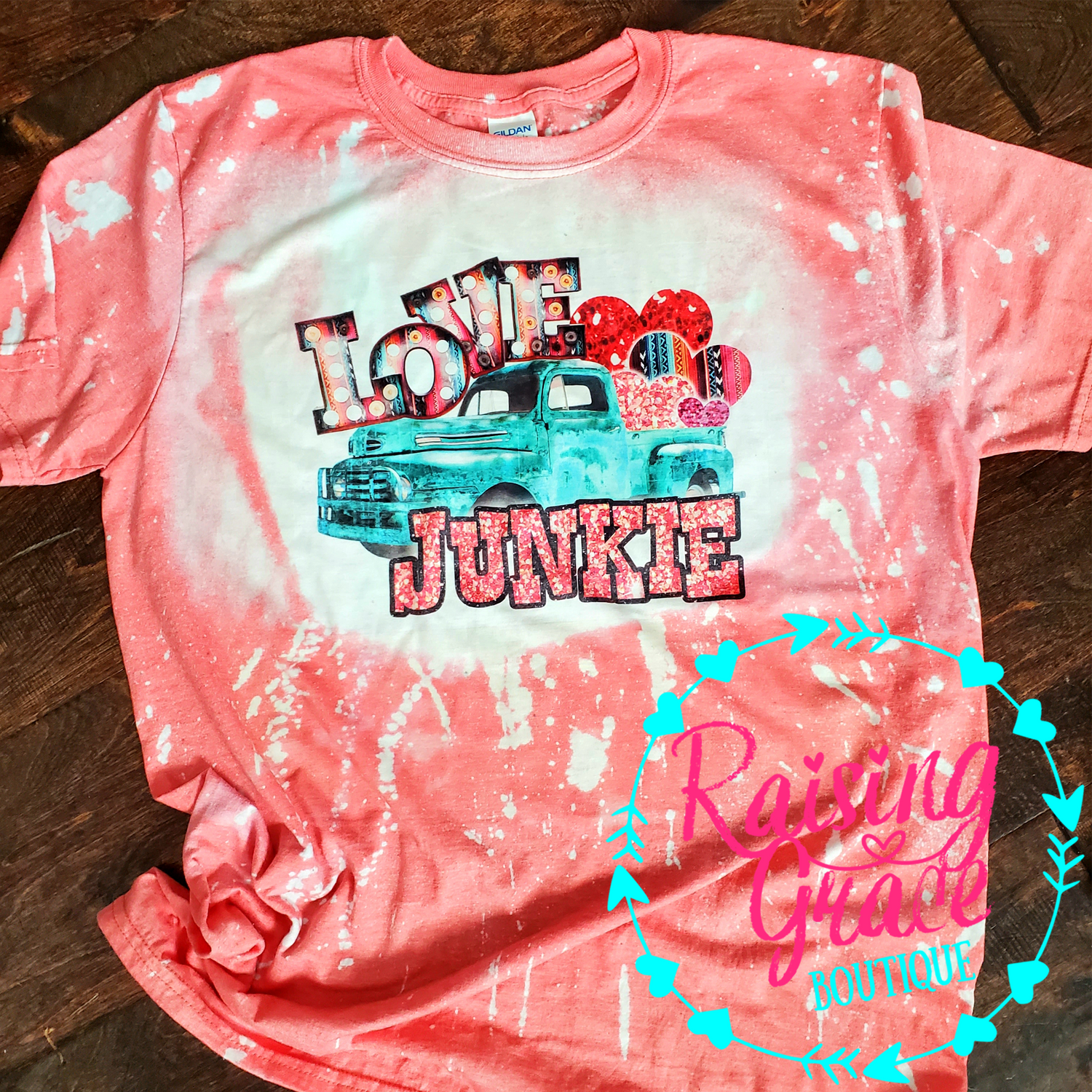 Love Junkie Bleached T-Shirt | Adult Valentine’s Graphic Tee