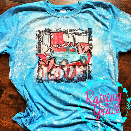Sweet Love Marquee Bleached T-Shirt | Adult Graphic Valentine’s Tee