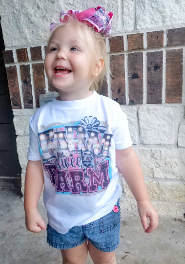 Farm Sweet Farm Youth Graphic T-Shirt | Kids Farm Shirt | Country Girl Tee | Boutique Youth Graphic Tee | Farm Life Shirt