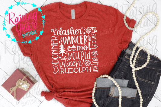Reindeer Names - T-Shirt - Adult