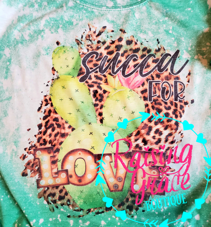 Succa For Love Cactus Graphic T-Shirt | Western Valentine Tee | Leopard Cactus Shirt | Boutique Cowgirl Tee | Cute Graphic Shirt